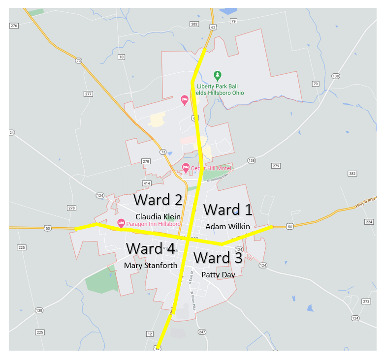 City Council Ward Map / Hillsboro, OH